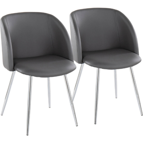 Fran Dining Accent Chair in Chrome & Grey Leatherette (Set of 2)